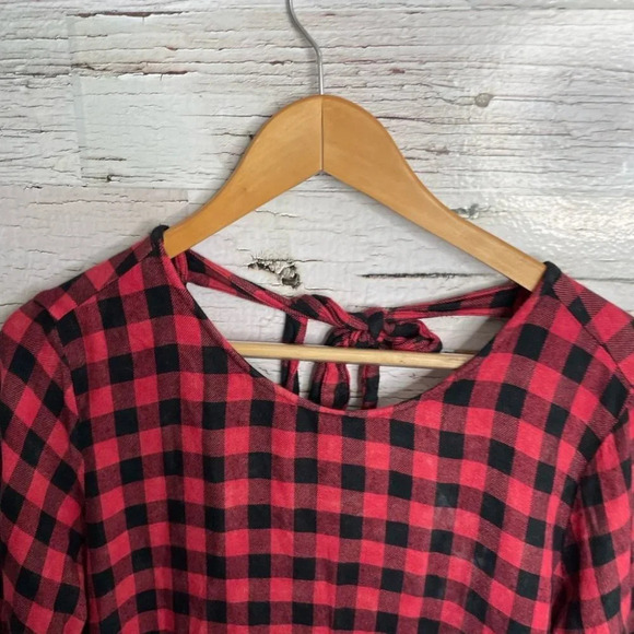 Cloth and stone black red plaid dress size  small - Picture 6 of 12